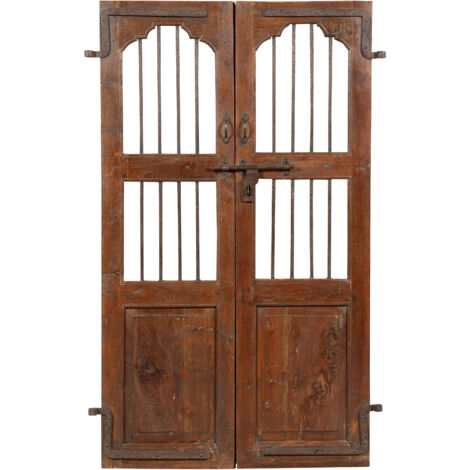 Porta portone in legno massello e ferro da interno o da esterno vecchia e antica medievale scorrevole