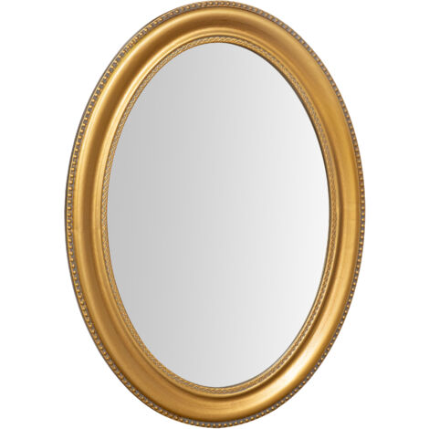 Specchio ovale ingresso da appendere Specchiera bagno da parete verticale/orizzontale L64xPR4xH84 finitura foglia oro anticato