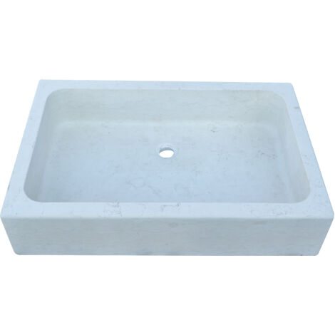 Lavandino in marmo bianco Lavandino cucina Lavabo da appoggio Lavello in pietra Lavandino da interno e esterno Vasca per fontana (1/5)