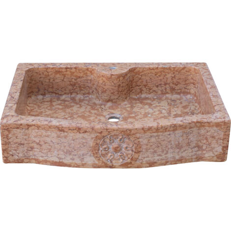 Lavandino in marmo rosso Lavandino cucina Lavabo da appoggio Lavello in pietra Lavandino da interno e esterno Vasca per fontana (1/5)