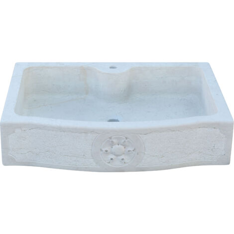 Lavandino in marmo bianco Lavandino cucina Lavabo da appoggio Lavello in pietra Lavandino da interno e esterno Vasca per fontana (1/5)