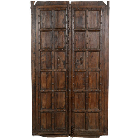Porta portone in legno massello e ferro da interno o da esterno vecchia e antica medievale scorrevole