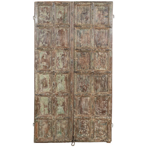 Porta portone in legno massello e ferro da interno o da esterno vecchia e antica medievale scorrevole