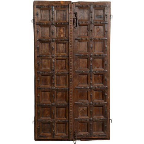Porta portone in legno massello e ferro da interno o da esterno vecchia e antica medievale scorrevole