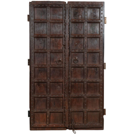 Porta portone in legno massello e ferro da interno o da esterno vecchia e antica medievale scorrevole