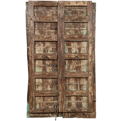Porta portone in legno massello e ferro da interno o da esterno vecchia e antica medievale scorrevole