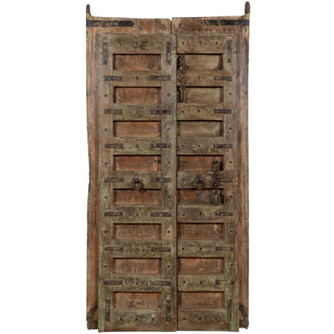 Porta portone in legno massello e ferro da interno o da esterno vecchia e antica medievale