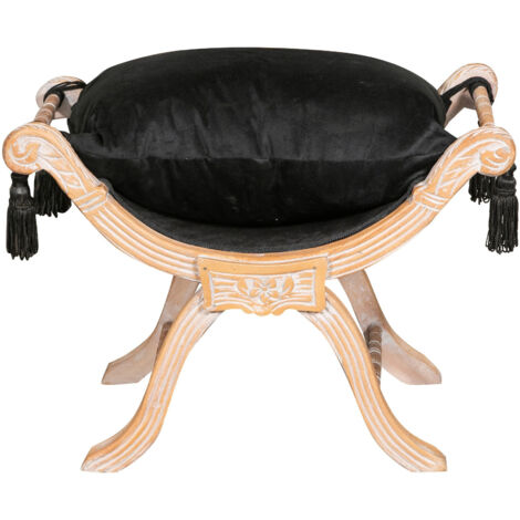 Panchetta stile barocco 74x54x46 cm Poltrona barocca in legno di faggio Panchetto barocco casa Sgabello barocco imbottito