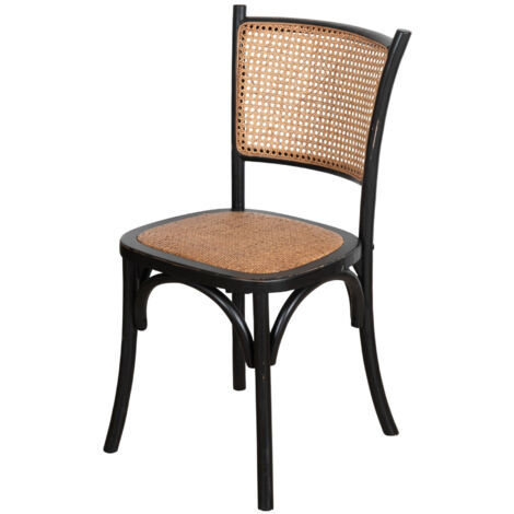 Sedia in legno e rattan Sedia Thonet Sedia retrò sala da pranzo, cucina, ristoranti, bar Sedia vintage nera Sedie rustiche (1/5)