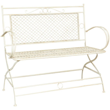 Panchina in Ferro 120x52x79 cm Sofà Divanetto per Giardino Divano in Metallo Esterno Panca Sedia 2 posti con Braccioli in Ghisa