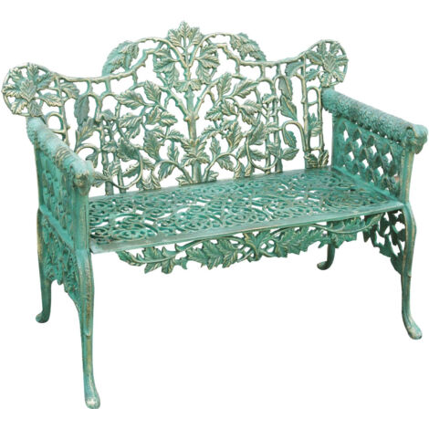 Panchina da giardino in ghisa 110x56x86 cm Divanetto da esterno Panca con braccioli Liberty Sedia 2 posti Panchina in ferro