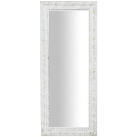 Specchio vintage da parete 82x35x4 cm Made in Italy Specchio da parete rettangolare bianco Specchiera bagno Specchio da parete