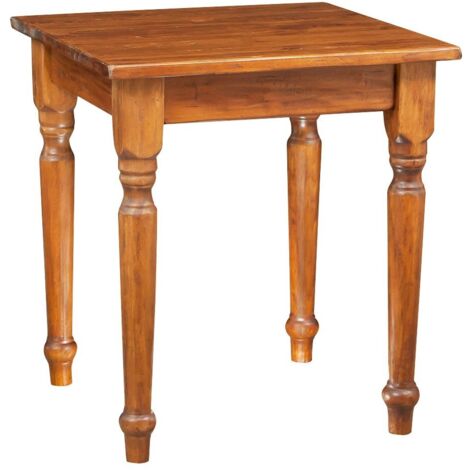 Tavolo Quadrato In Legno Massello Di Tiglio - Stile Country – Stile Shabby - Struttura e Piano Noce L 70 x PR 70 x H 78 cm (1/5)