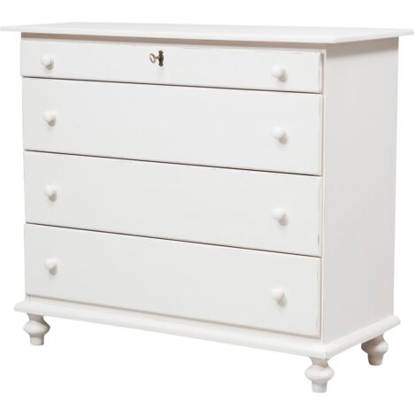 Walker Edison Cassettiera 6 Cassetti In Legno Massello Di Pino – Bianco, Larghezza 145 Cm, Per Camera Da Letto, Made With Wood From Renewable Forests