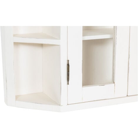 Vetrina espositiva legno massello bianco 75x86x21 cm Mobiletto cucina  vetrina soggiorno Arredamento Shabby Chic casa Vetrinetta