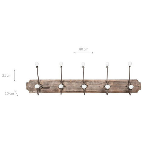 Appendiabiti da parete 60x21x11 cm Attaccapanni da muro in legno 3