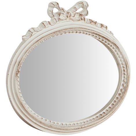 Specchio Specchiera da Parete e Appendere in legno finitura bianco anticato L28xPR3xH27 cm Made in Italy