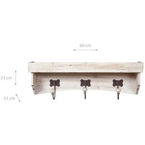 Appendiabiti da parete 60x21x11 cm Attaccapanni da muro in legno 3 ganci  appendiabiti Appendiabiti ingresso