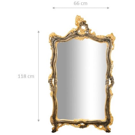 Specchio da parete barocco 118x66 cm Originale specchio vintage da parete con cornice lavorata Made in Italy