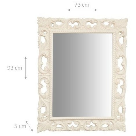 Specchio Specchiera da Parete e Appendere IN LEGNO FINITURA BIANCA ANTICATA MADE IN ITALY