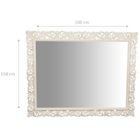 Biscottini Specchio Da Parete Shabby Chic – L47xP4xH57 Cm, Bianco, In Legno, Made In Italy – Per Bagno, Camera Da Letto E Ingresso