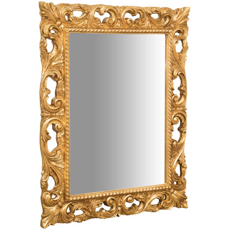 Specchio shabby 93x73x5 cm Made in Italy Specchio vintage da parete  Specchiera bagno color oro anticato