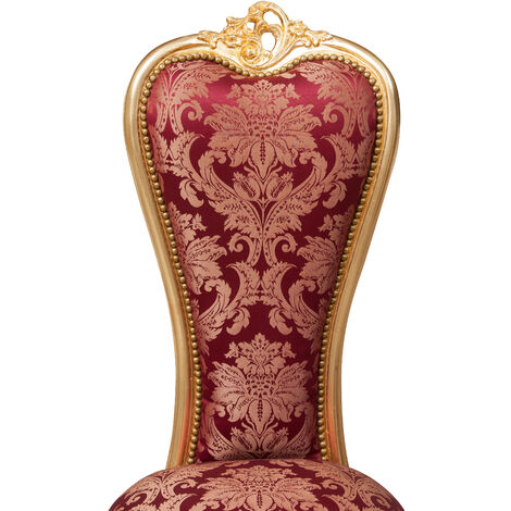 Poltrona Barocco Stile Luigi XVI - Rosso E Oro, Legno, 60x65x94 Cm