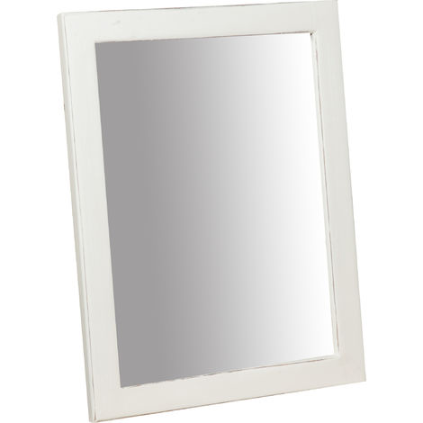 Specchio vintage da parete 90x60x4 cm Made in Italy Specchio shabby bianco  anticato Specchiera bagno a muro Cornice bianca - Biscottini - Idee regalo
