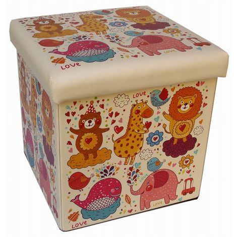 Pouf contenitore 32x32x32cm Scatola porta giochi bambini Portagiochi  bambini contenitori con coperchio Pouf contenitore giochi