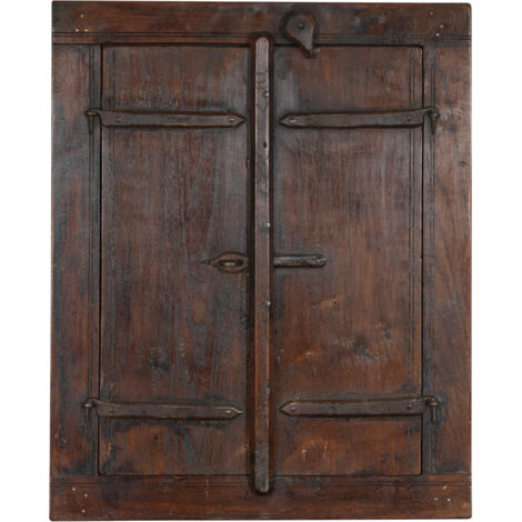 Finestra finestrina grata in legno massello e in ferro antica e vecchia medievale con telaio da interno o da esterno (1/5)
