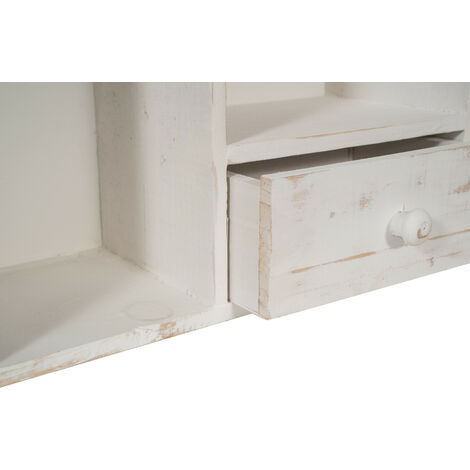 Vetrinetta soggiorno parete 2 ante Vetrina in legno 3 ripiani Mobile bagno  sospeso bianco Armadietto Pensile cucina da muro