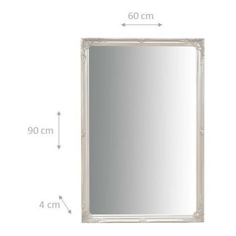 Specchio shabby 90x60x4 cm Made in Italy Specchio vintage da parete  Specchiera bagno color argento anticato