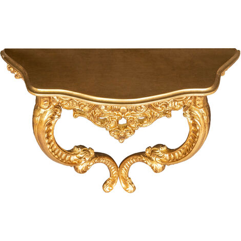 Biscottini Consolle Ingresso Stile Barocco Oro Anticato - Made In Italy, 90x33x87 Cm, Tavolino Da Appoggio Versatile