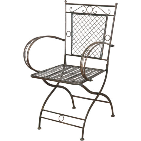 Sedia Poltrona con braccioli in Ferro battuto Finitura ruggine Anticata 60x51x96 cm (1/5)