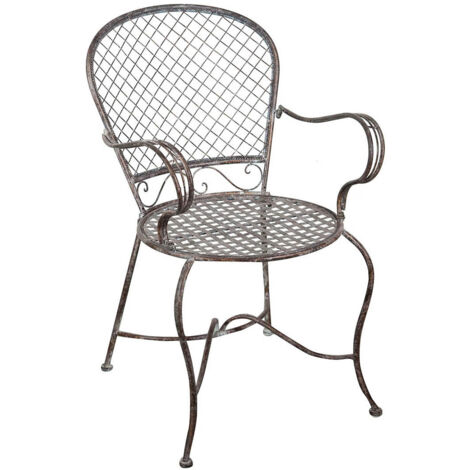 Sedia in ferro battuto con braccioli Sedia da giardino e terrazzo Poltrona con braccioli Stile Rustico Vintage Esterno e Interno (1/5)