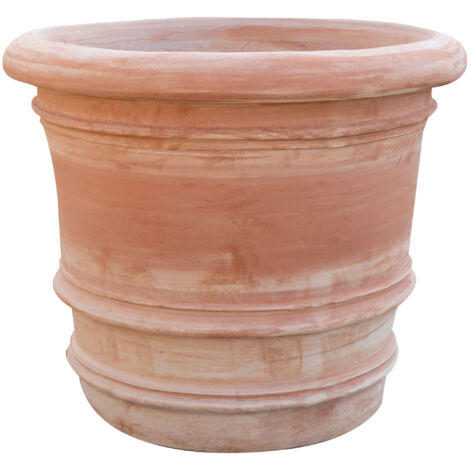 Vaso in terracotta liscio 50X44 cm Fioriera da giardino fatta a mano Made in Italy Vasi decorativi anti gelo da balcone fiori