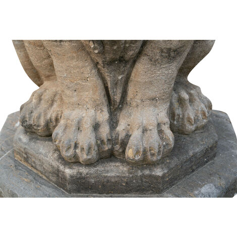 Coppia Di Sculture Da Giardino Raffiguranti Leoni Accovacciati  Cm 60x60x30 D - Foto 5