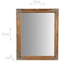Specchio Specchiera da Parete e Appendere verticale/orizzontale L47xPR3xH57 cm finitura oro anticato.