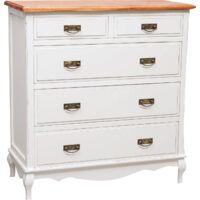 Cassettiera legno massello 100x106x45 cm Cassettiera shabby chic bianca Como cassettiera vintage 5 cassetti credenza vintage