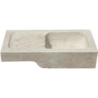 Lavandino in marmo bianco 82x41x18 cm Lavandino da esterno e interno Lavabo  pietra Lavabo da appoggio