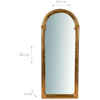 Specchio Specchiera da Parete e Appendere in legno finitura foglia oro anticato L35xH3xL84 cm Made in Italy