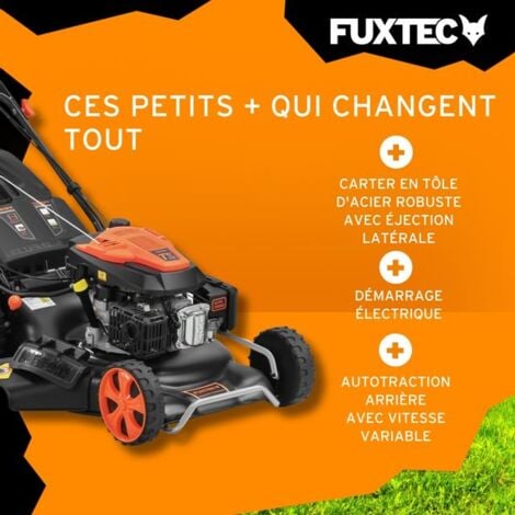Tondeuse thermique autotractée démarrage électrique vitesse réglable 196cm3 53cm - FUXTEC FX-RM5396esPRO - 6CV 70L