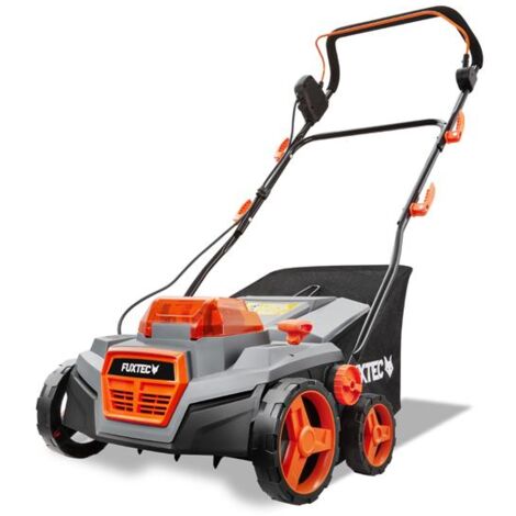 Fuxtec – Scarificateur électrique 40V FXE2VE38SET – 2-en-1 scarification et aération – Largeur de travail 38 cm – Profondeur réglable jusqu'à 12 mm – Bac 45L