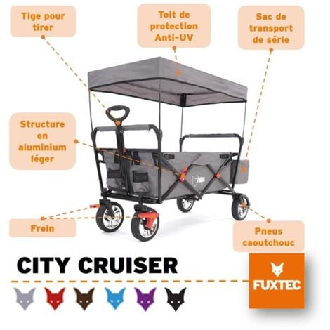 Chariot de jardin pliable - FUXTEC City Cruiser - transport charge 75 kg – Gris