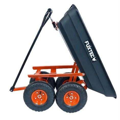 Chariot de jardin - FUXTEC FX-KW2175 - 4 roues, benne basculante, transport, 300 kg chantier