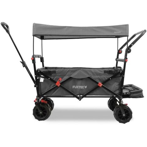 Fuxtec – Chariot de plage pliable 75kg – Dimensions 120x56x98cm – Roues tout-terrain pour sable – Toit anti-UV SPF 17