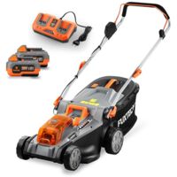 Fuxtec – Tondeuse à gazon sans fil 40V avec 2 batteries 4Ah – Largeur de coupe 43cm – Chargeur double 2,4A – Bac de ramassage 40L