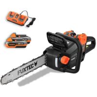 Fuxtec – Tronçonneuse à batterie 2x20V FXE2KSSET – Longueur de guide 35cm – 2 batteries 2Ah – Moteur Lithium-Ion pour coupe précise
