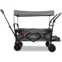 Fuxtec – Chariot de plage pliable 75kg – Dimensions 120x56x98cm – Roues tout-terrain pour sable – Toit anti-UV SPF 17