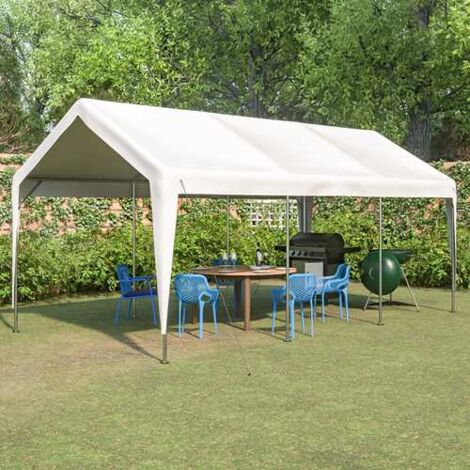 BIRCHTREE Heavy Duty Carport 10x20ft Car Canopy Storage Shed Garage Party Tent Gazebo with Windows Removable Sidewalls UV Resistant White